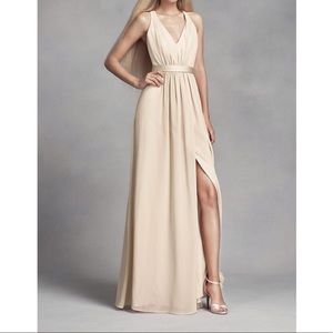 Long Chiffon Dress with Low Crisscross Back